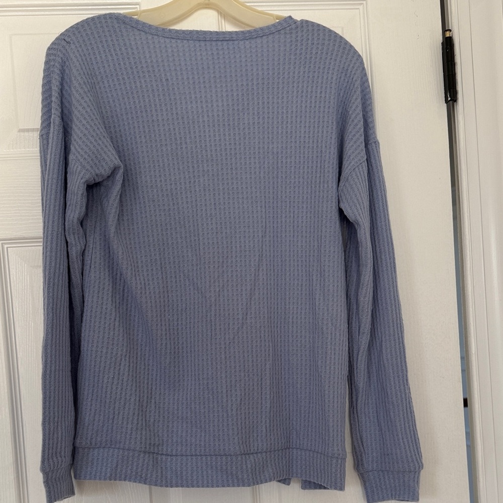 Girls XXL Long Sleeve Waffle Tee in Dusty Blue - Picture 2 of 4